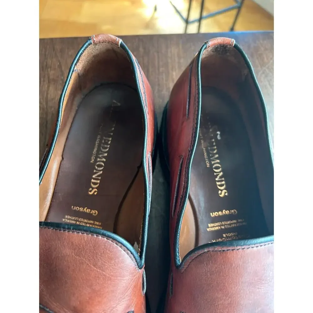 Allen Edmonds size 10.5 Grayson Tassel Loafers brown leather & tassels